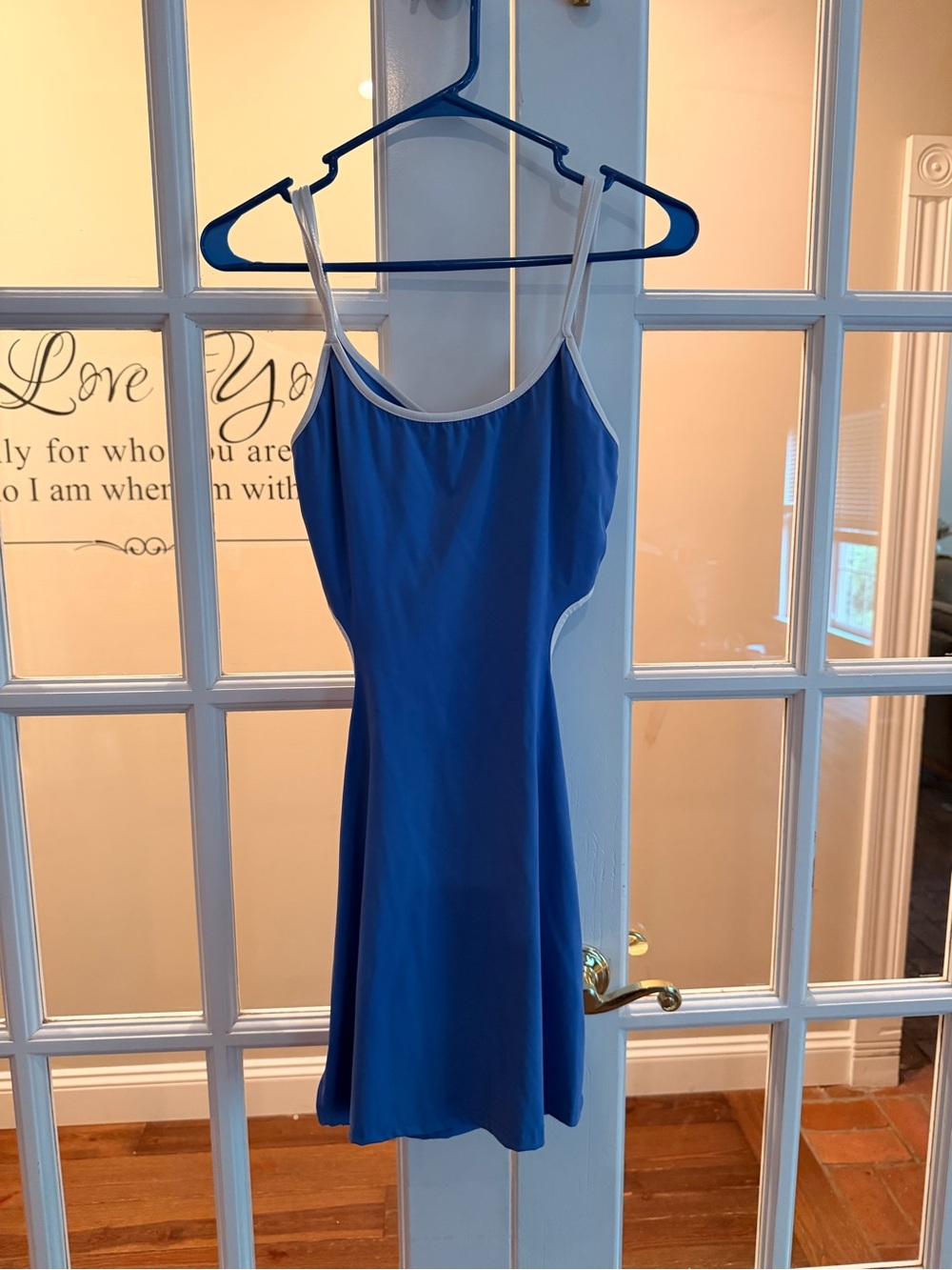 Amazon Blue Dress with White Trim